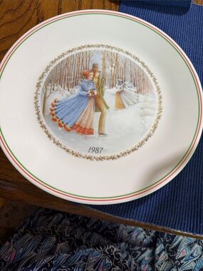 Corelle White Holiday Plate with Red & Green Trim